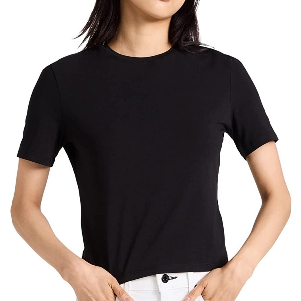 PROENZA SCHOULER WHITE LABEL KEYHOLE T-SHIRT BLACK SIZE SMALL
